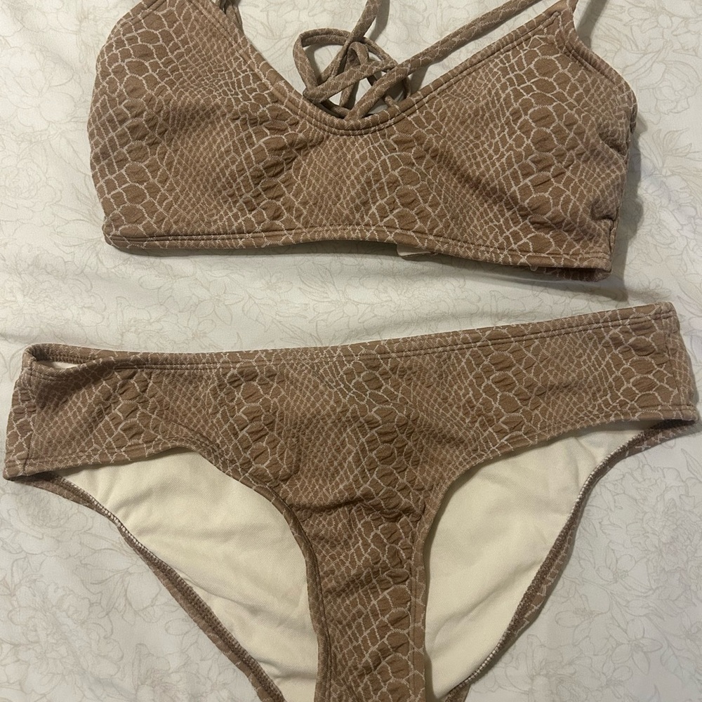 Hula Honey Brown Textured Bikini Set